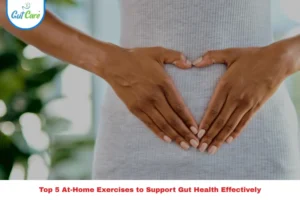 person holding stomach before gut-health checkup